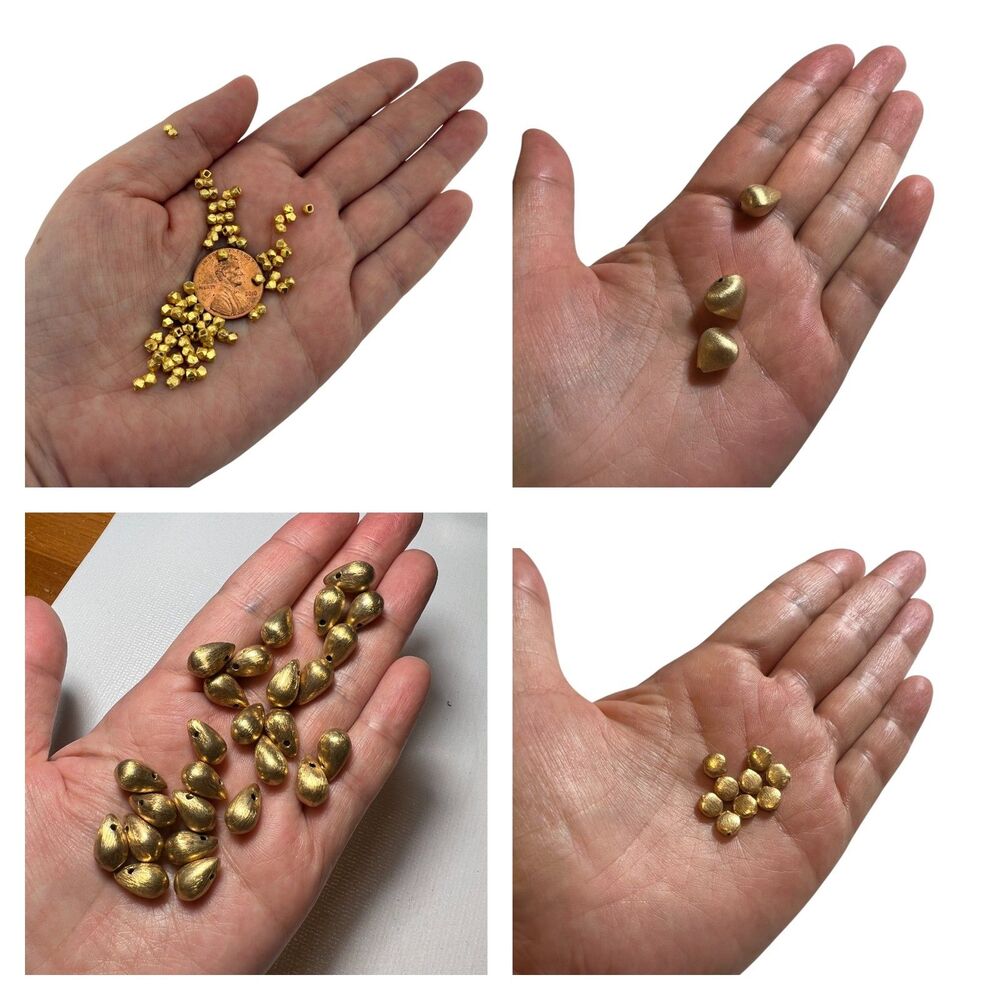 117 Gold Vermeil Beads Collection - Beading Starter Kit - Coin - Nuggets - Tear